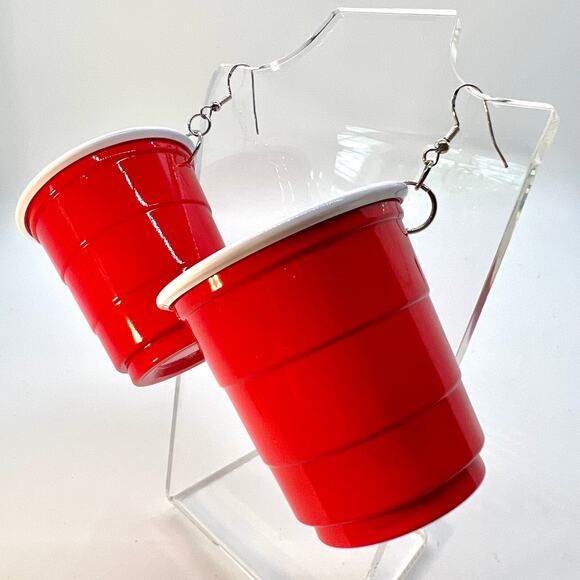 Solo Cup Shot Earrings - Shot Glass Earrings - Party Earrings - Club Accessories - Picture 7 of 11
